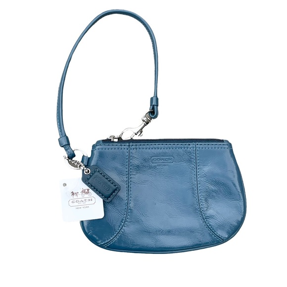 Coach Handbags - Coach Blue Patent Leather Rounded Wristlet NWT